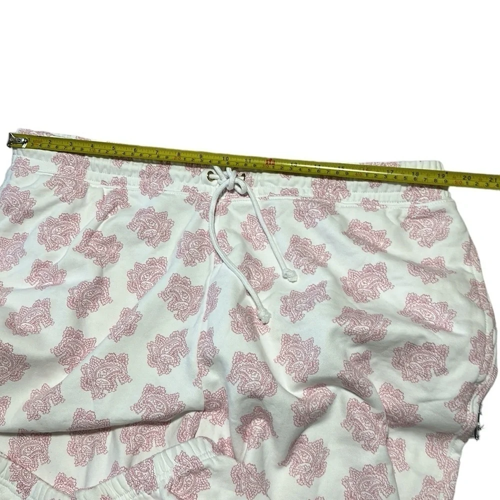 NWT J Crew Paisley Print Womens Joggers White Pink Size XXL
